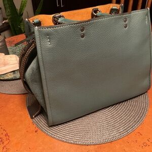 Coach 1941 Rogue 30 Teal whipstitch handles euc